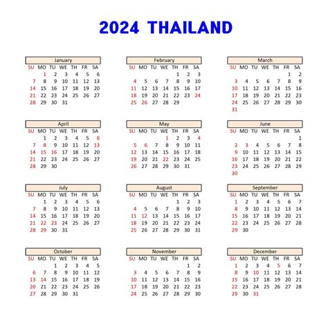event calendar 2024 thailand
